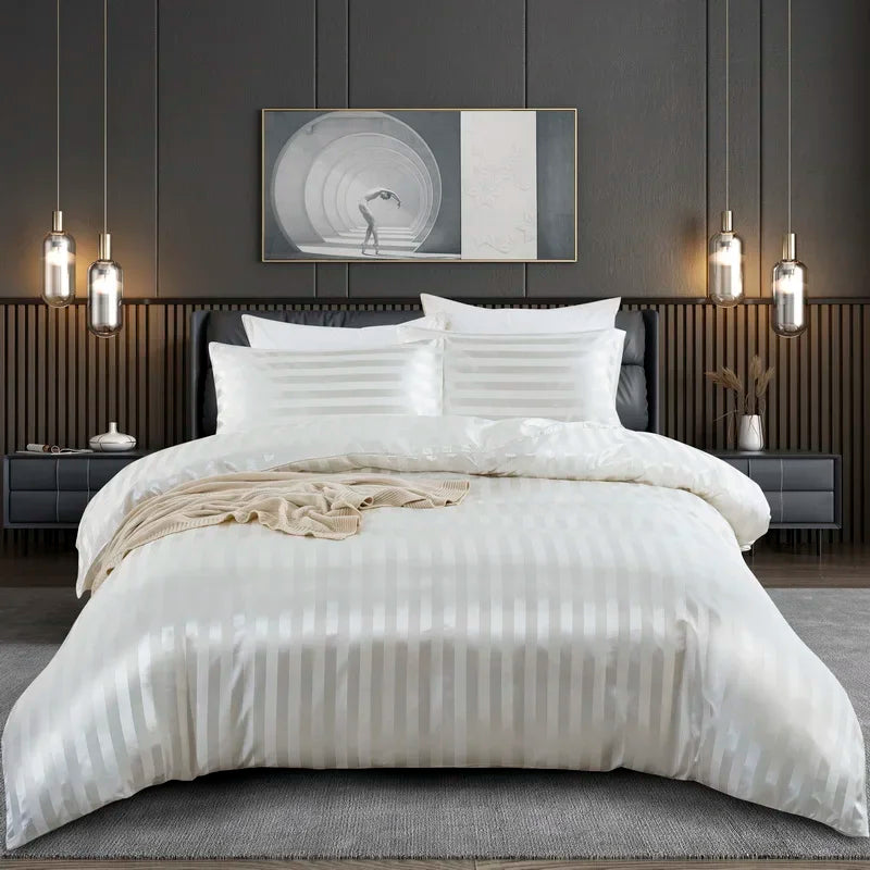 Noir Silque Striped Duvet Set