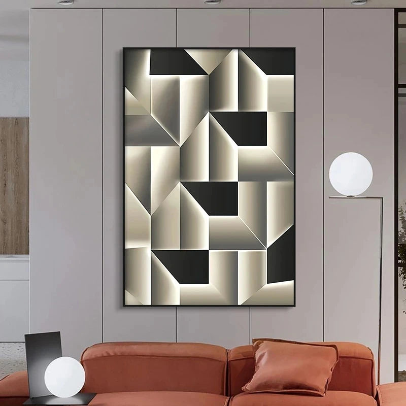 Dimension Luxe – 3D Geometric Abstract Canvas for Modern Décor