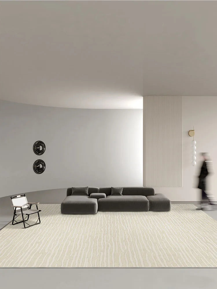 Sahara Minimalist Beige Line Area Rug