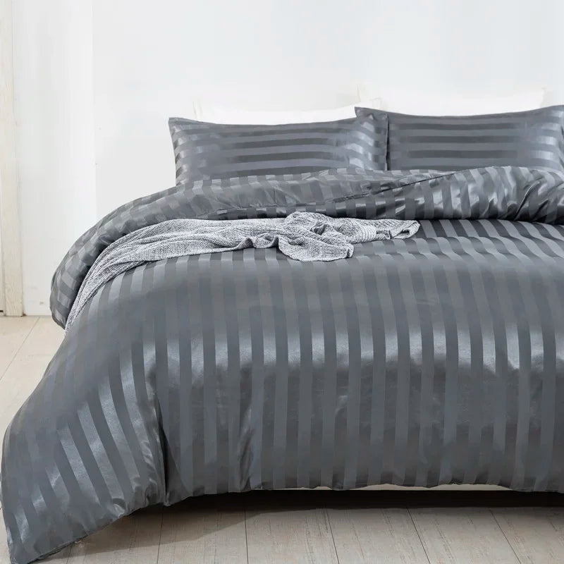 Noir Silque Striped Duvet Set