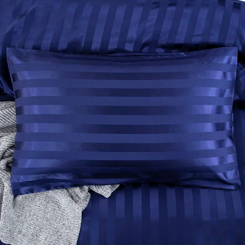Noir Silque Striped Duvet Set