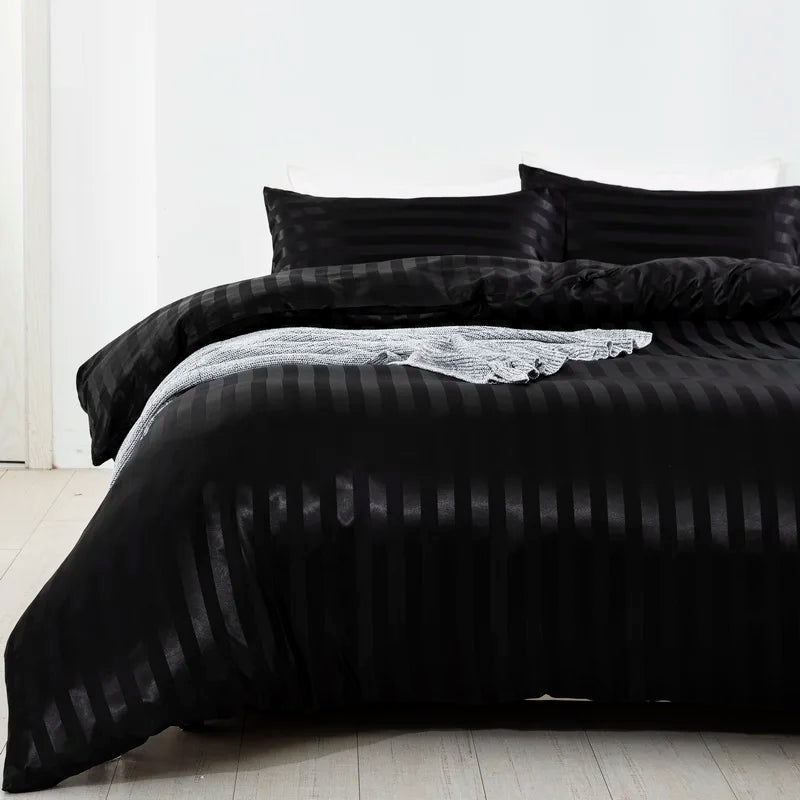 Noir Silque Striped Duvet Set