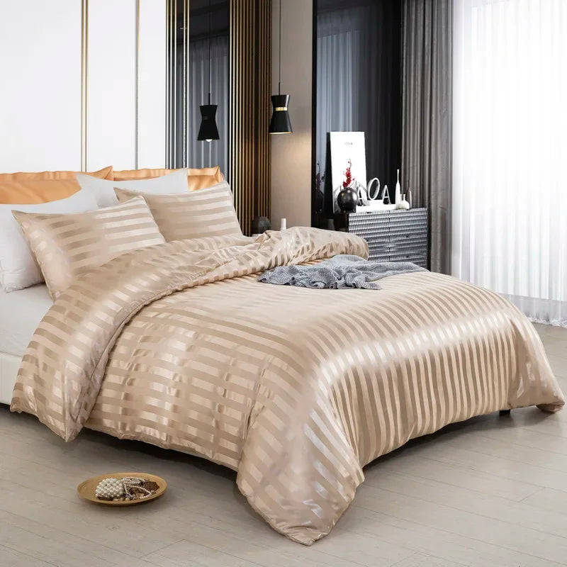 Noir Silque Striped Duvet Set