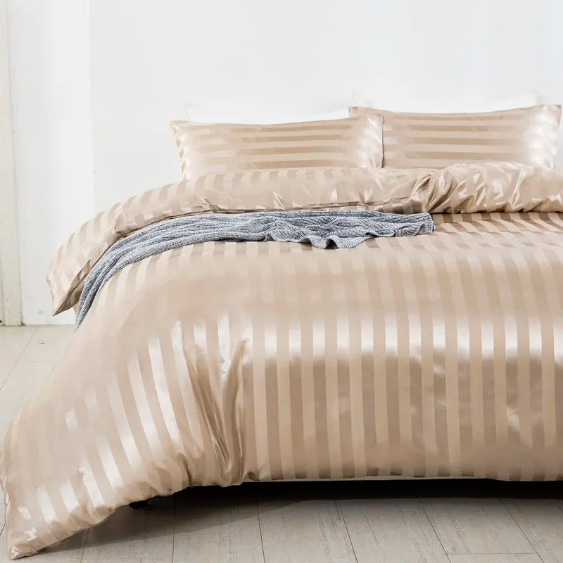 Noir Silque Striped Duvet Set