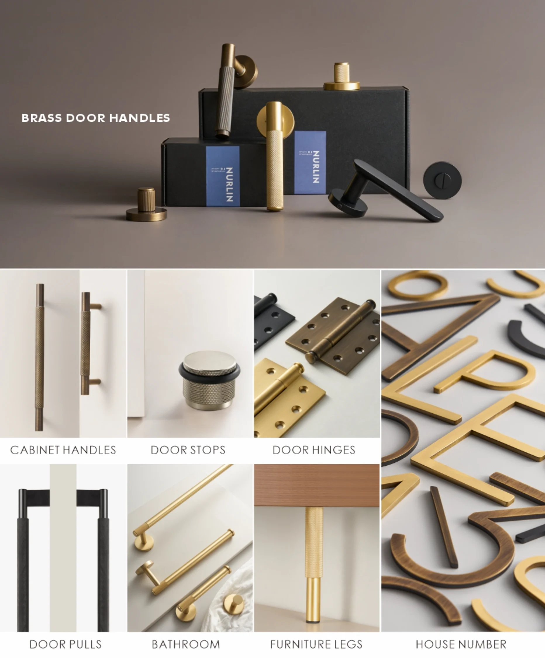 Nurlin Brass & Leather Handles
