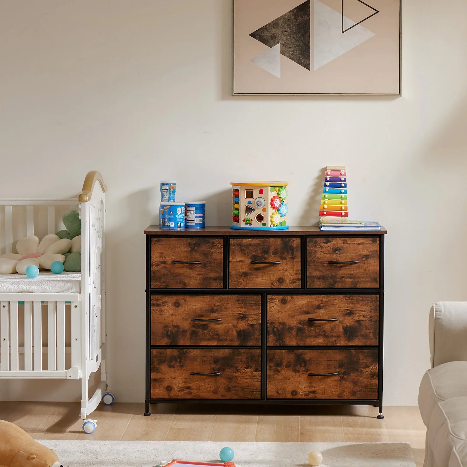 JHK Luxe 7-Drawer Fabric Dresser
