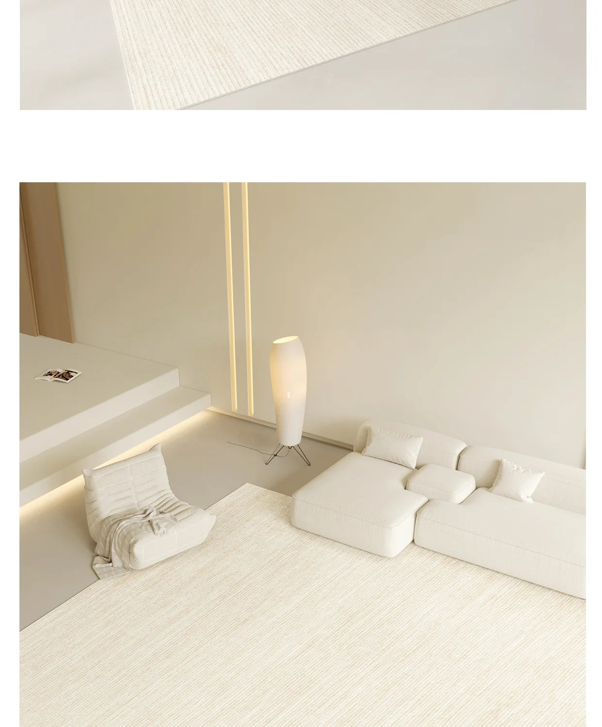 Sahara Minimalist Beige Line Area Rug