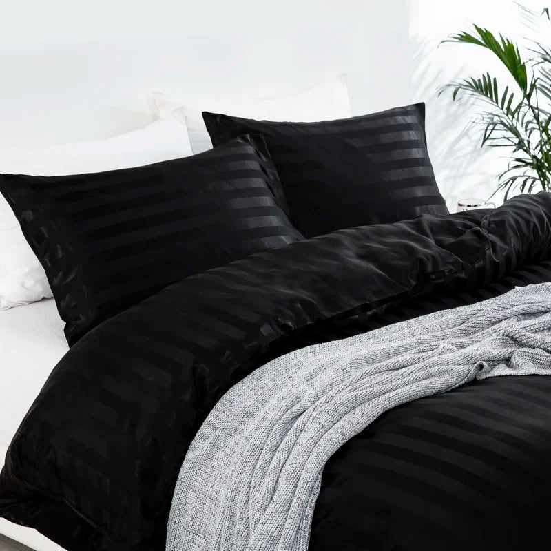 Noir Silque Striped Duvet Set