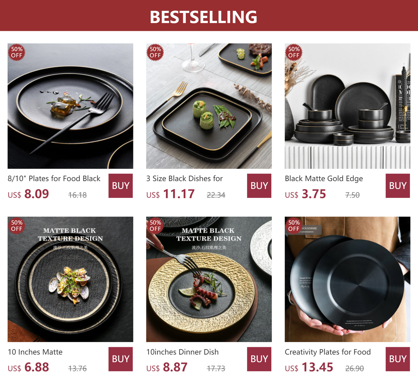 Obsidian Noir Gold Rim Dinnerware Set