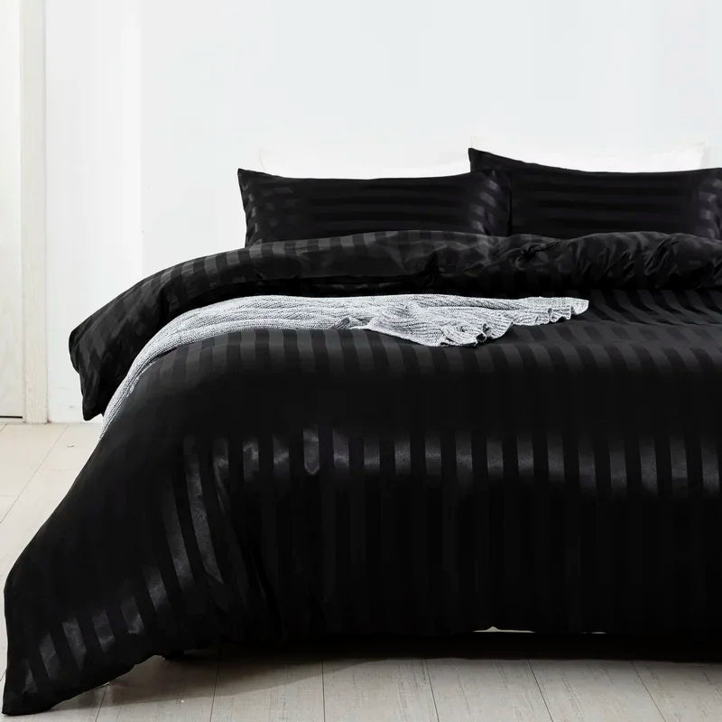 Noir Silque Striped Duvet Set