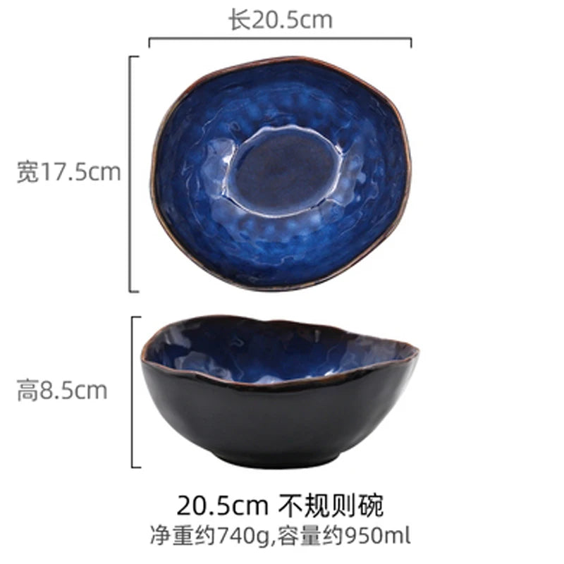 AzureWave European Blue Glaze Ceramic Dinnerware Set