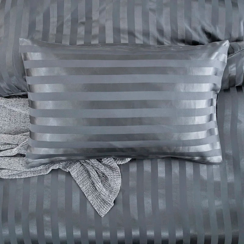 Noir Silque Striped Duvet Set