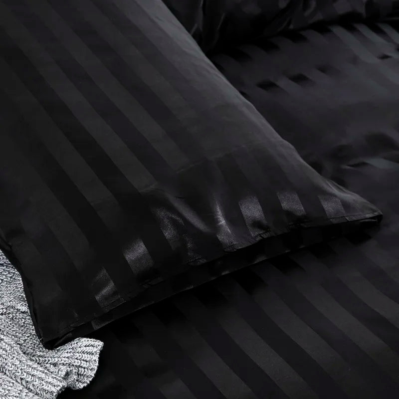 Noir Silque Striped Duvet Set