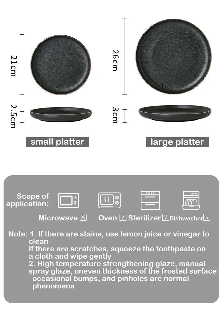 Obsidian Noir Gold Rim Dinnerware Set