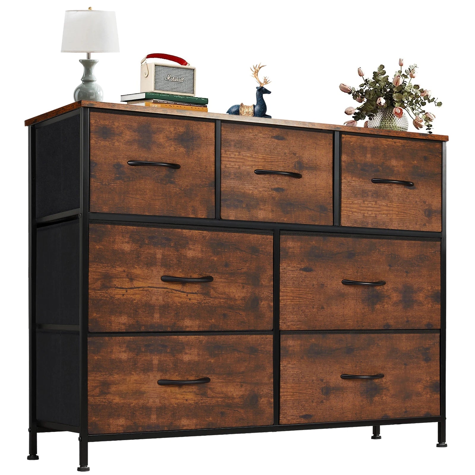 JHK Luxe 7-Drawer Fabric Dresser