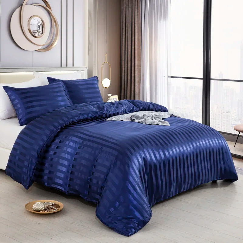 Noir Silque Striped Duvet Set
