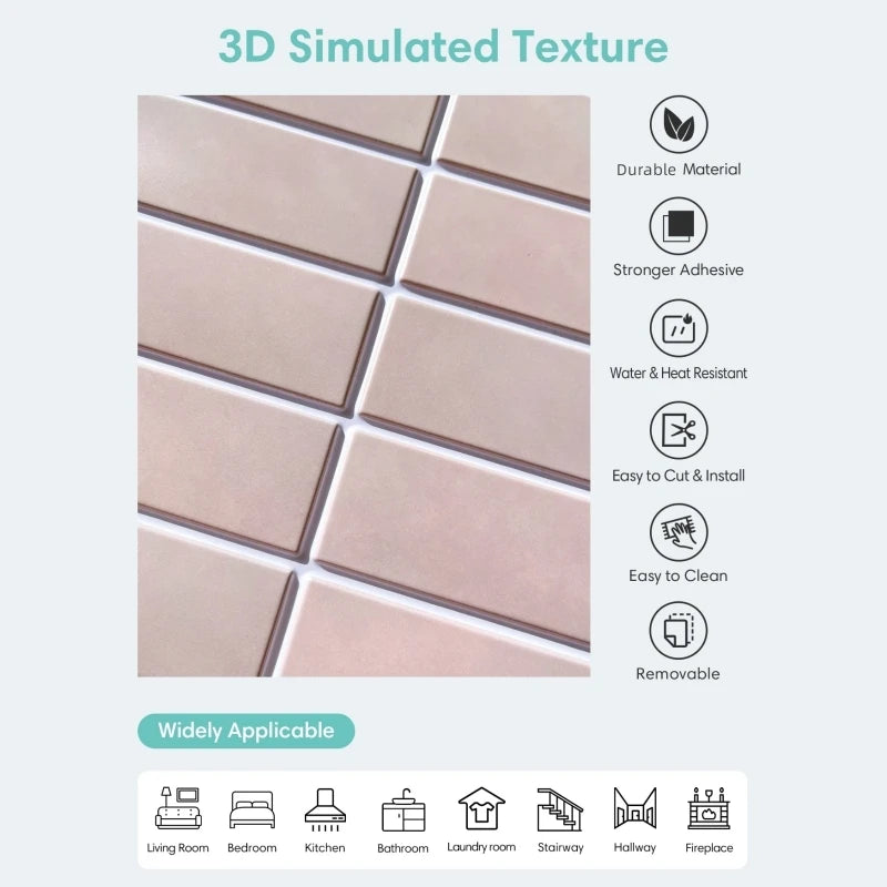 BlushWave 3D Peel & Stick Tile
