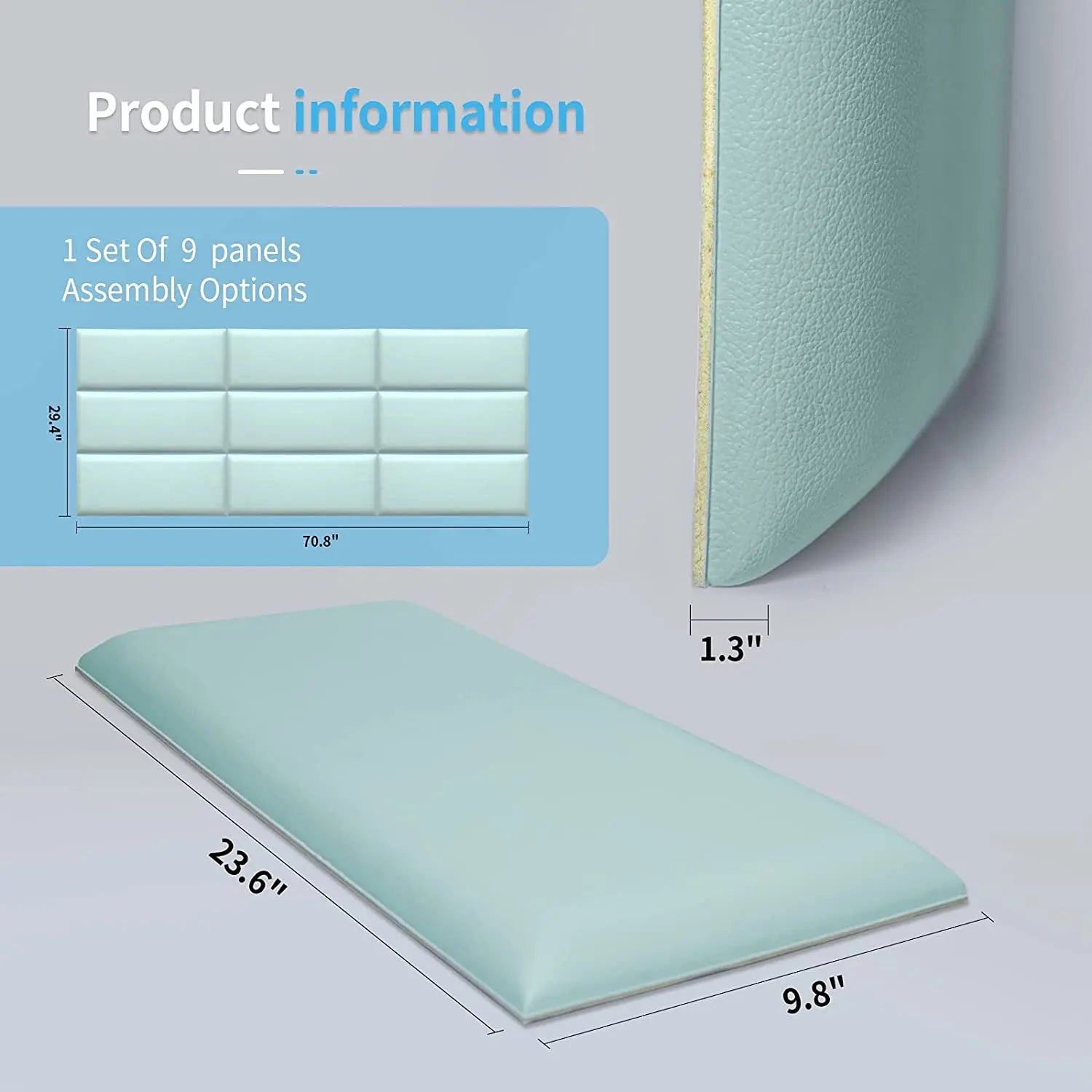 Art3d Teal Upholstered Headboard Panels