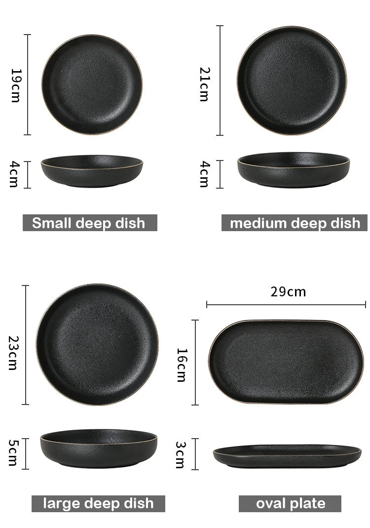Obsidian Noir Gold Rim Dinnerware Set