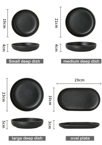 Obsidian Noir Gold Rim Dinnerware Set