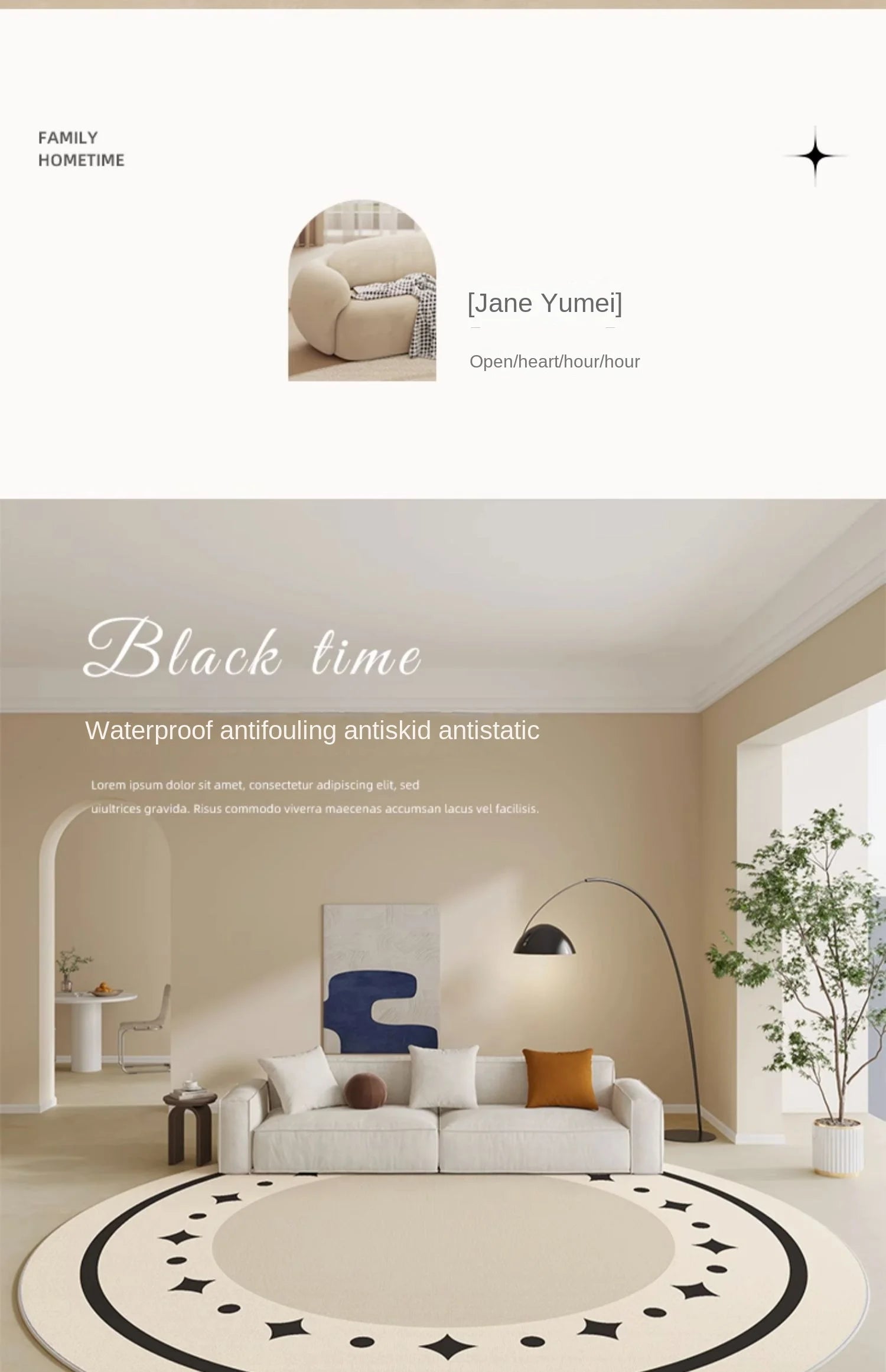 VelvetCream Luxe Round Carpet