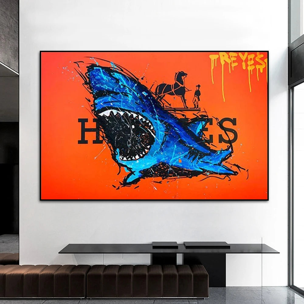 Luxury Graffiti Shark Canvas