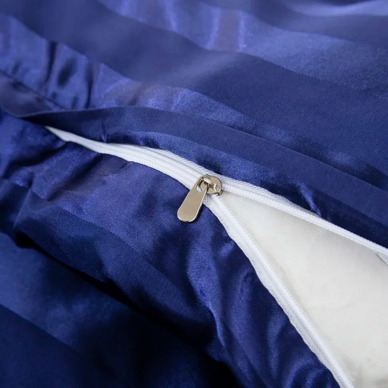 Noir Silque Striped Duvet Set