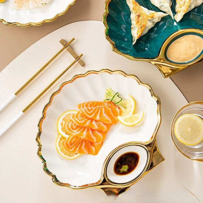 Imperial Crest Ceramic Jiaozi & Sushi Plate