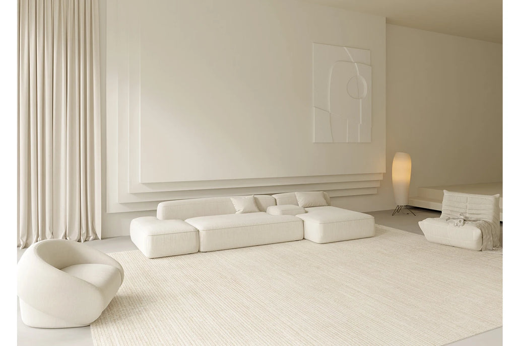 Sahara Minimalist Beige Line Area Rug