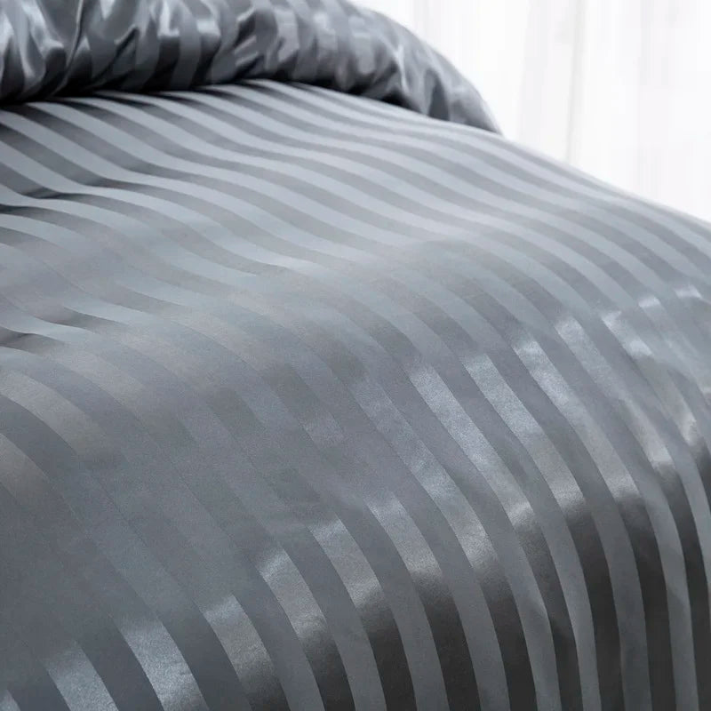 Noir Silque Striped Duvet Set