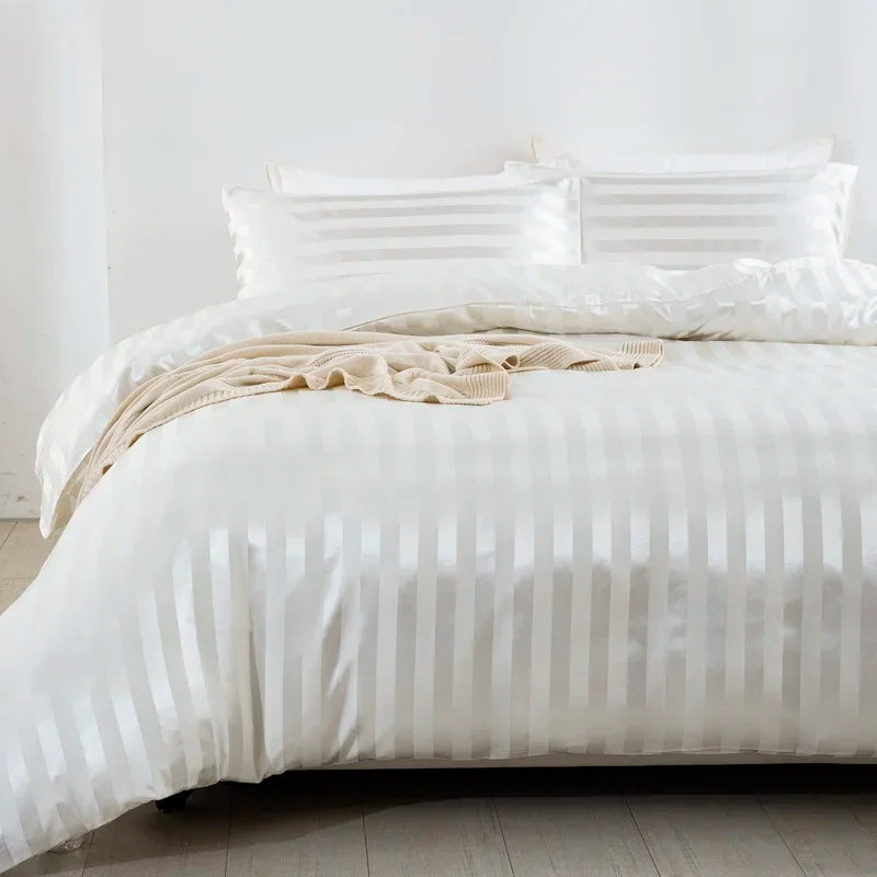 Noir Silque Striped Duvet Set