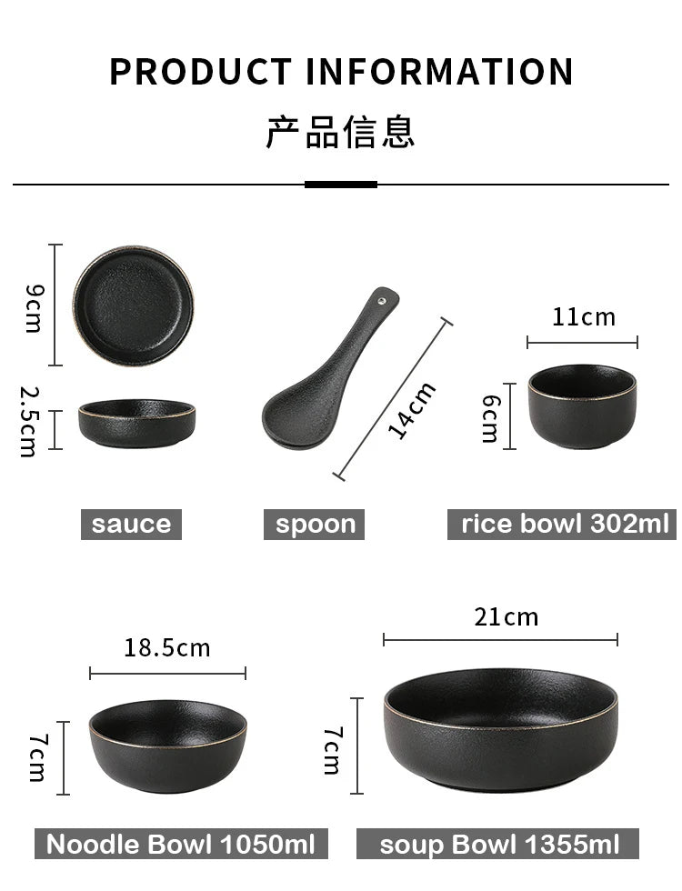 Obsidian Noir Gold Rim Dinnerware Set