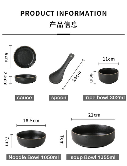 Obsidian Noir Gold Rim Dinnerware Set
