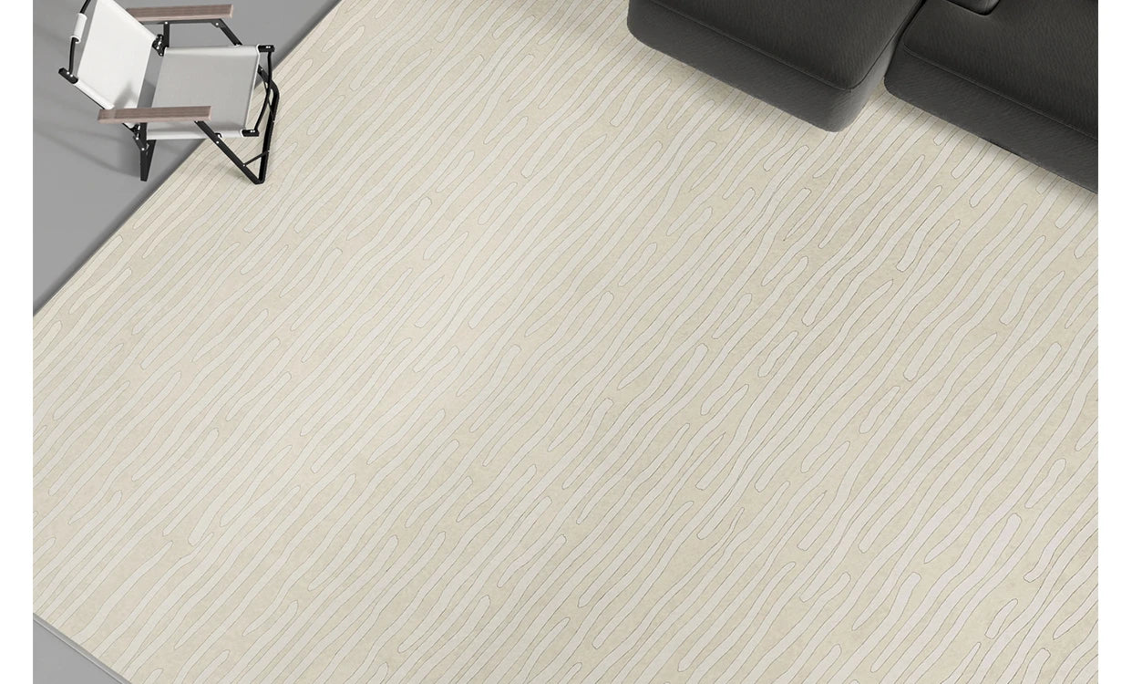 Sahara Minimalist Beige Line Area Rug