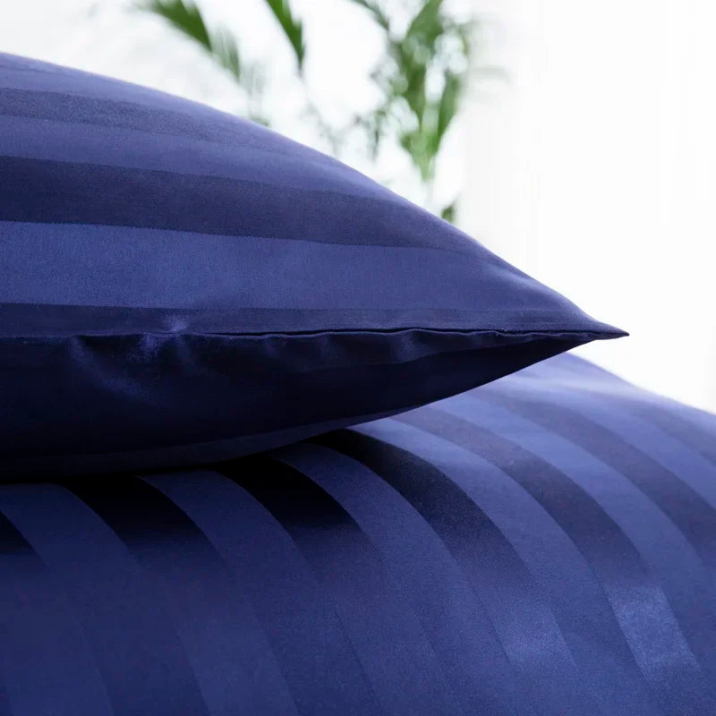 Noir Silque Striped Duvet Set