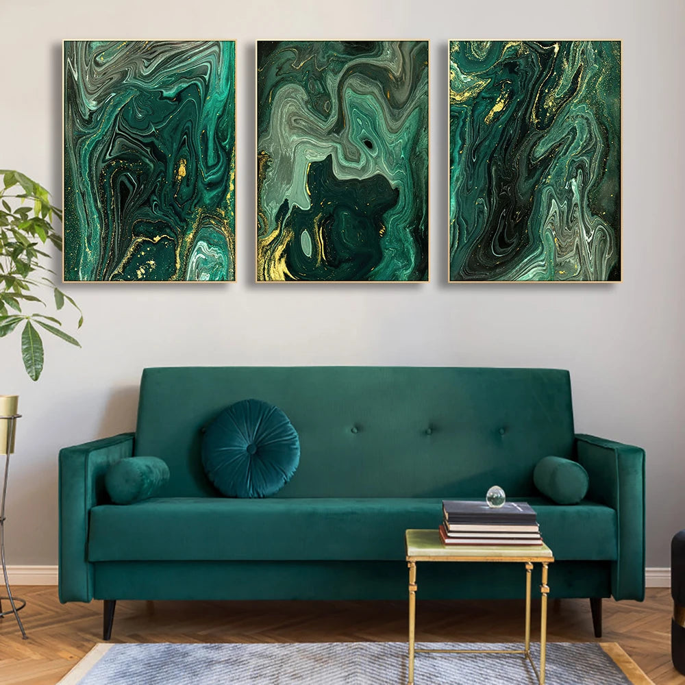 Modern Green Marble Canvas Painting