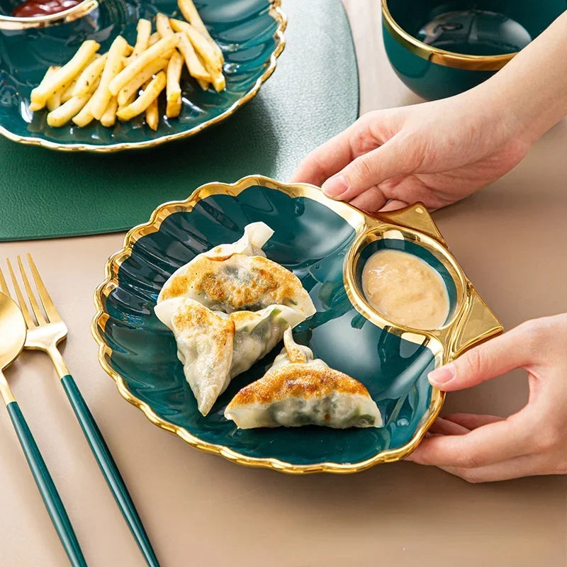 Imperial Crest Ceramic Jiaozi & Sushi Plate