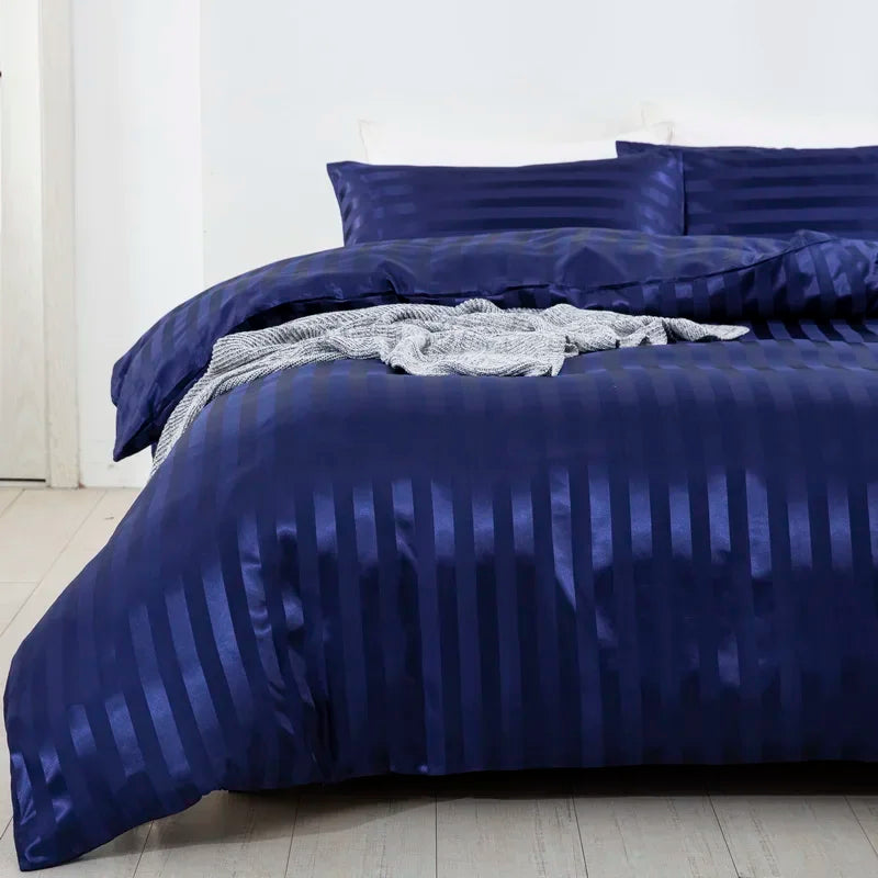 Noir Silque Striped Duvet Set