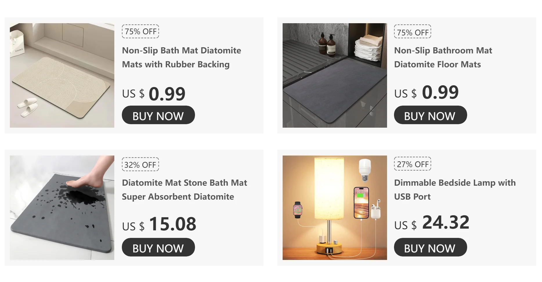 Diatomite Absorbent Bathroom Mat