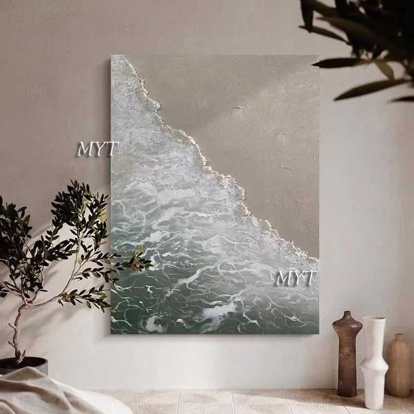 Serenity Wave 3D Floral Oil Painting – Abstract Handcrafted Wall Art